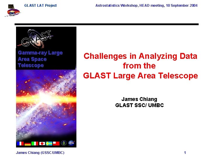 GLAST LAT Project Gamma-ray Large Area Space Telescope Astrostatistics Workshop, HEAD meeting, 10 September