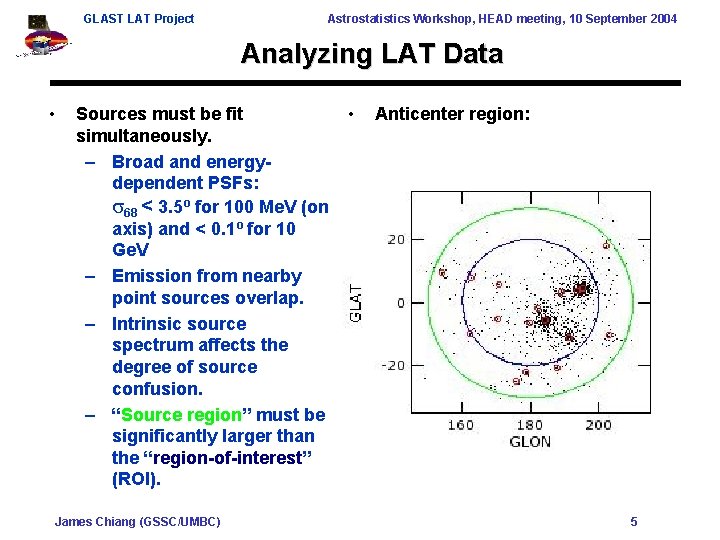 GLAST LAT Project Astrostatistics Workshop, HEAD meeting, 10 September 2004 Analyzing LAT Data •