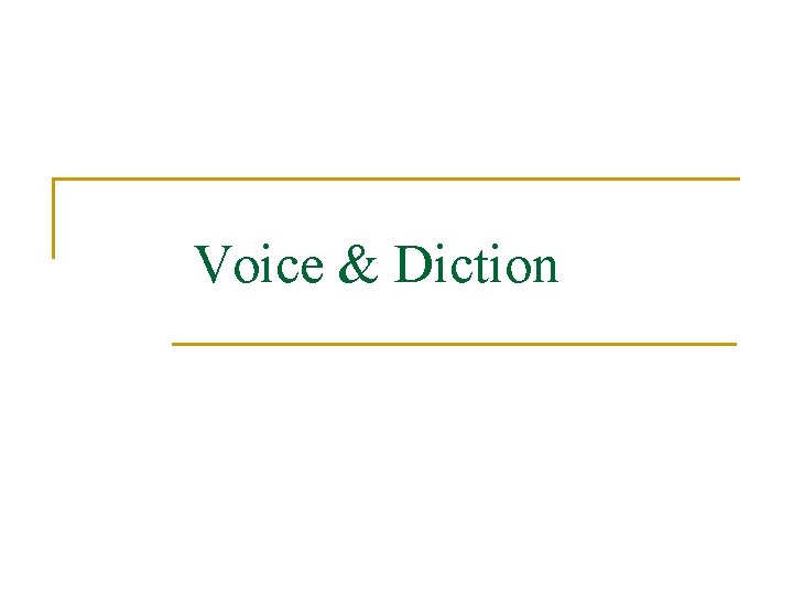 Voice Diction Voice Diction 1 There are four