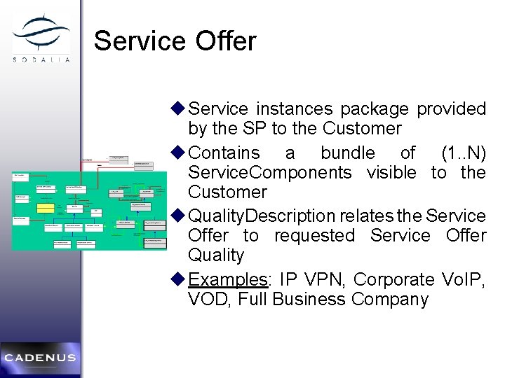 Service Offer u Service instances package provided by the SP to the Customer u