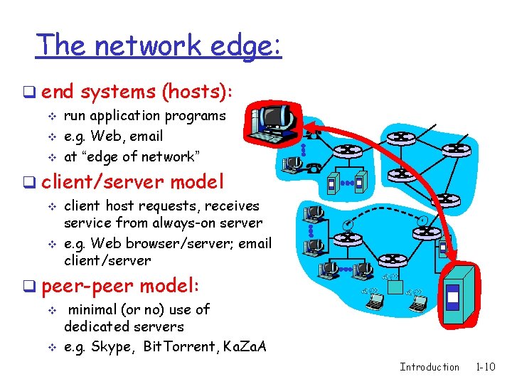 The network edge: q end systems (hosts): v v v run application programs e.