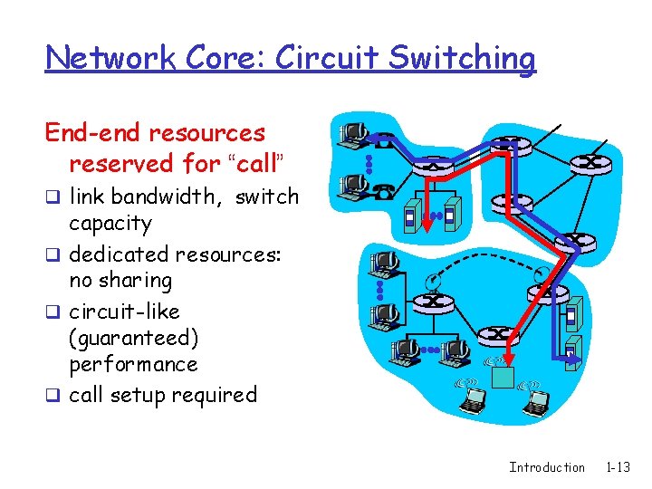 Network Core: Circuit Switching End-end resources reserved for “call” q link bandwidth, switch capacity