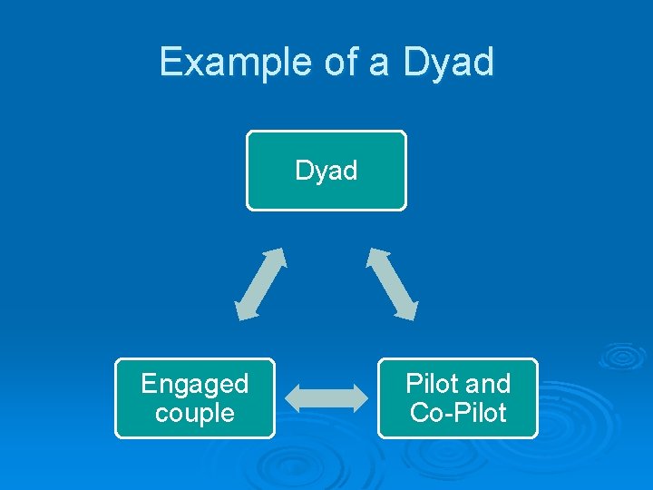 Example of a Dyad Engaged couple Pilot and Co-Pilot Example of a Dyad Engaged couple Pilot and Co-Pilot