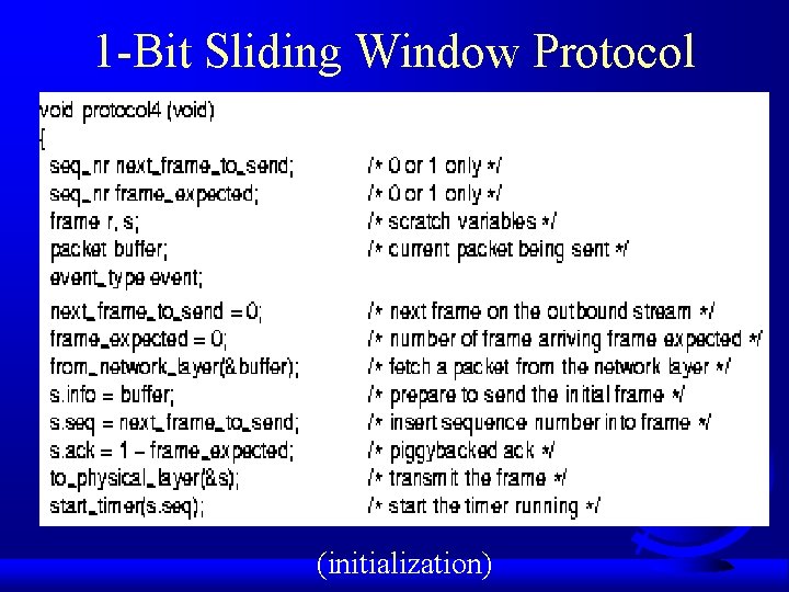 1 -Bit Sliding Window Protocol (initialization) 