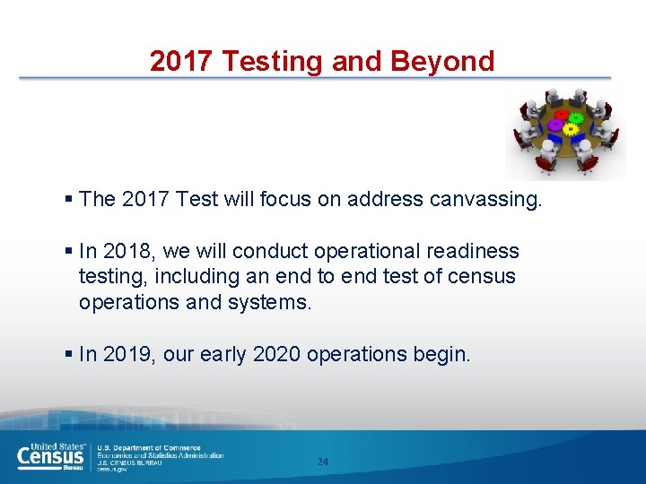 2017 Testing and Beyond § The 2017 Test will focus on address canvassing. §