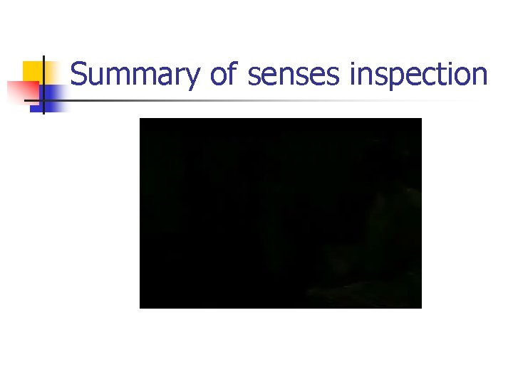 Summary of senses inspection 