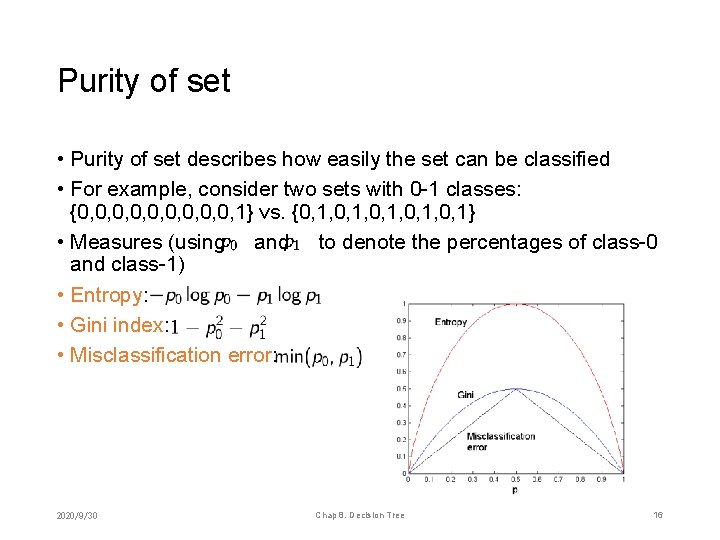 Purity of set • Purity of set describes how easily the set can be