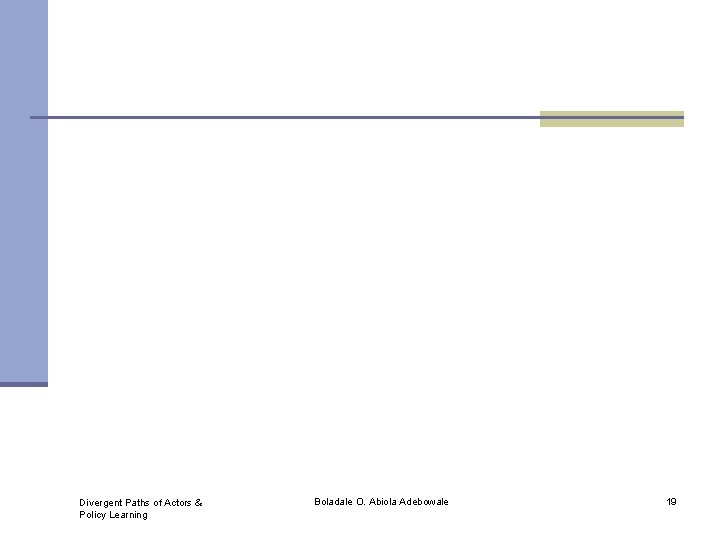 Divergent Paths of Actors & Policy Learning Boladale O. Abiola Adebowale 19 