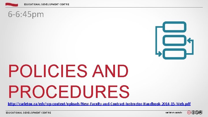 EDUCATIONAL DEVELOPMENT CENTRE 6 -6: 45 pm POLICIES AND PROCEDURES http: //carleton. ca/edc/wp-content/uploads/New-Faculty-and-Contract-Instructor-Handbook-2014 -15