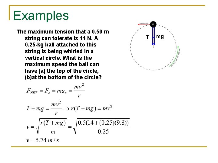 Examples The maximum tension that a 0. 50 m string can tolerate is 14