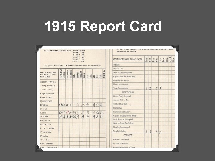 1915 Report Card 