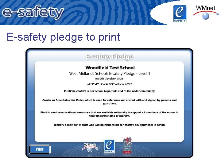 E-safety pledge to print 