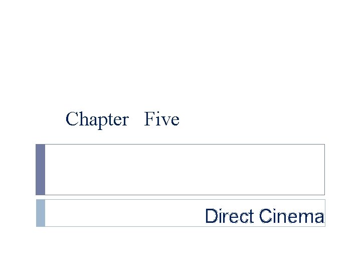 Chapter Five Direct Cinema 