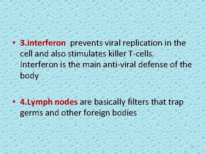  • 3. interferon prevents viral replication in the cell and also stimulates killer