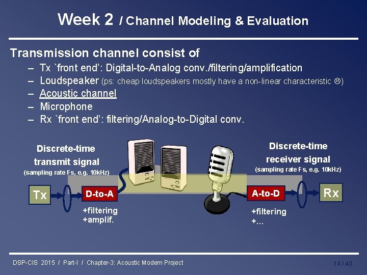 Week 2 / Channel Modeling & Evaluation Transmission channel consist of – – –