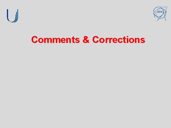 Comments & Corrections 