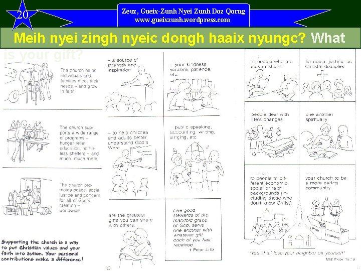 20 Zeuz, Gueix-Zunh Nyei Zunh Doz Qorng www. gueixzunh. wordpress. com Meih nyei zingh