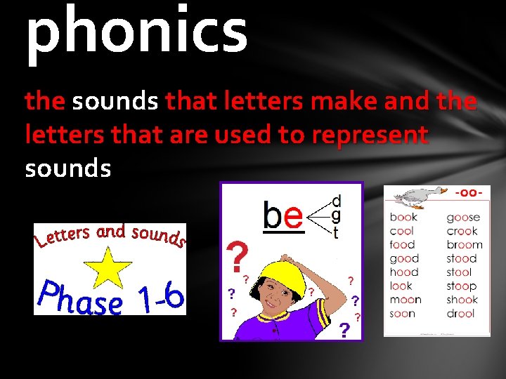 phonics the sounds that letters make and the letters that are used to represent