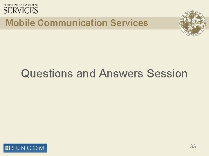 Mobile Communication Services Questions and Answers Session 33 