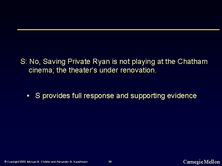 S: No, Saving Private Ryan is not playing at the Chatham cinema; theater’s under