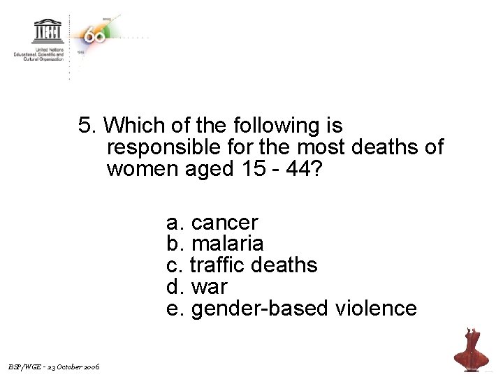 5. Which of the following is responsible for the most deaths of women aged