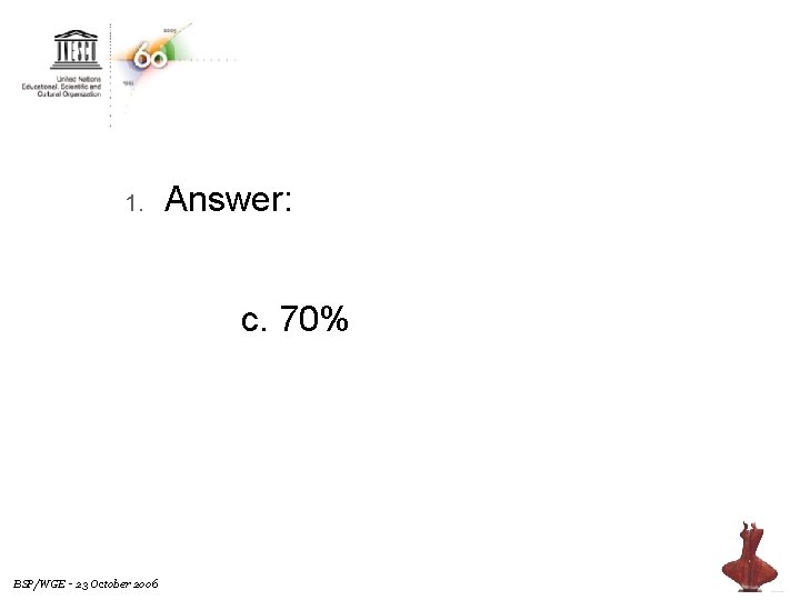 1. Answer: c. 70% BSP/WGE - 23 October 2006 