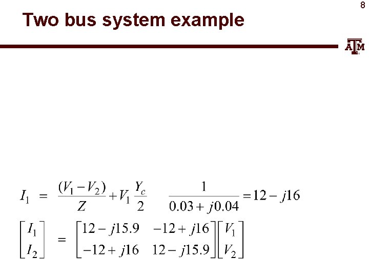 Two bus system example 8 
