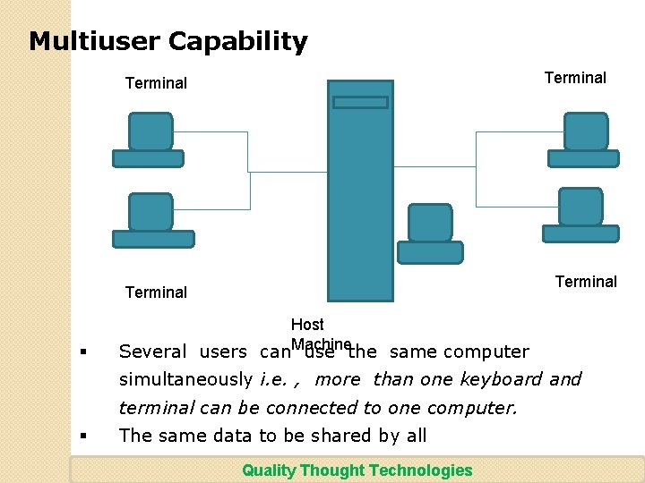 Multiuser Capability Terminal § Host Machine Several users can use the same computer simultaneously