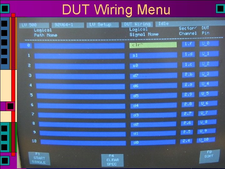 DUT Wiring Menu DUT Wiring Menu