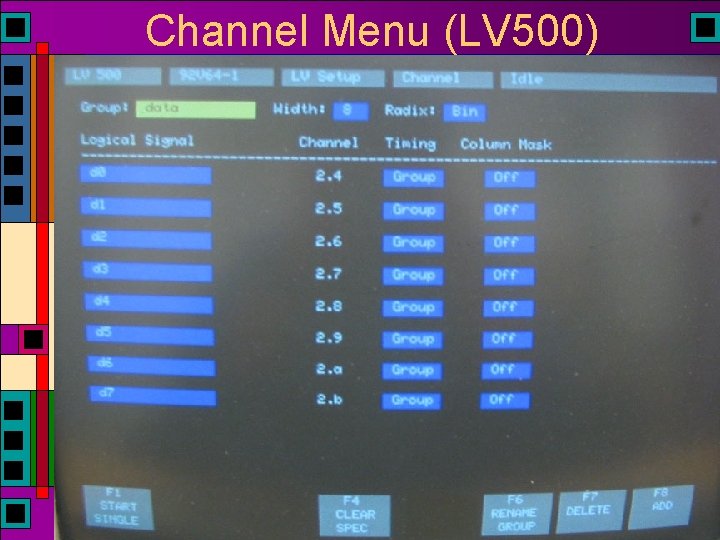 Channel Menu (LV 500) Channel Menu (LV 500)