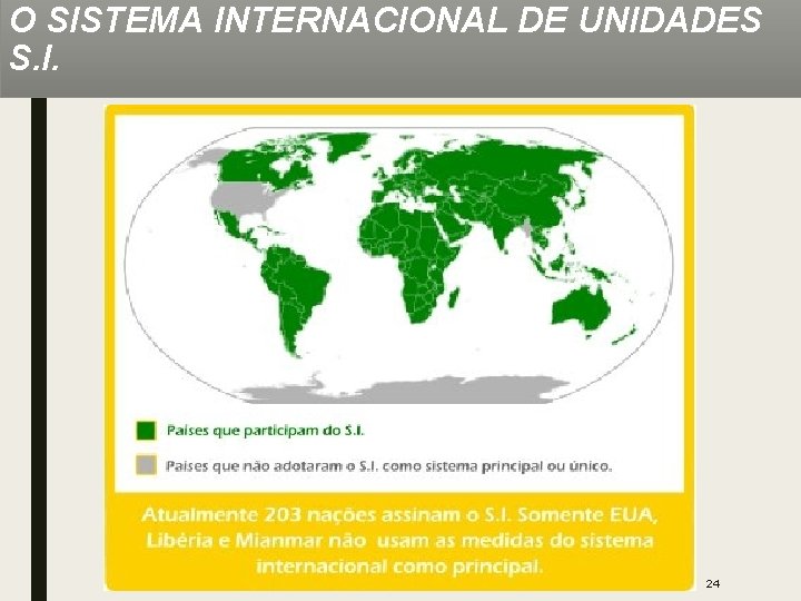 O SISTEMA INTERNACIONAL DE UNIDADES S. I. 24 