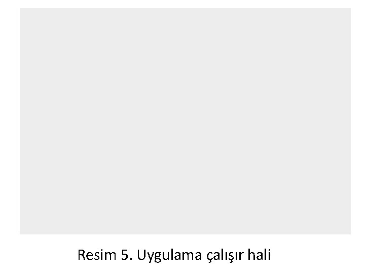 Resim 5. Uygulama çalışır hali Resim 5. Uygulama çalışır hali