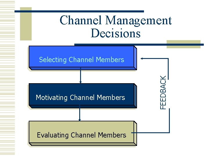 Channel Management Decisions Motivating Channel Members Evaluating Channel Members FEEDBACK Selecting Channel Members 