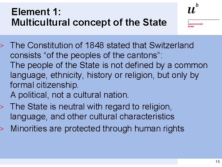 Element 1: Multicultural concept of the State > The Constitution of 1848 stated that Element 1: Multicultural concept of the State > The Constitution of 1848 stated that