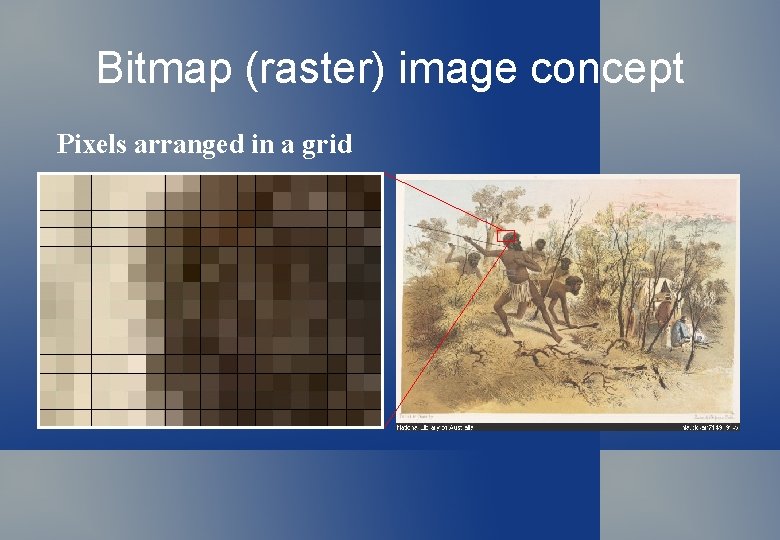 Bitmap (raster) image concept Pixels arranged in a grid 