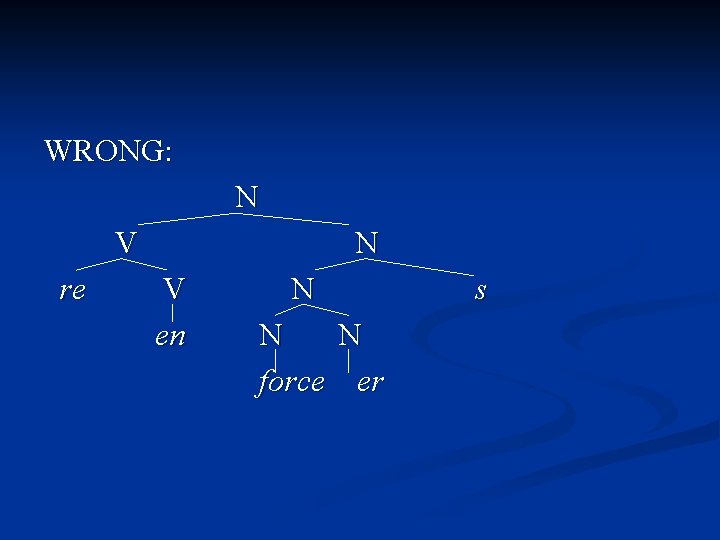 WRONG: N V re N V en N N N force er s 