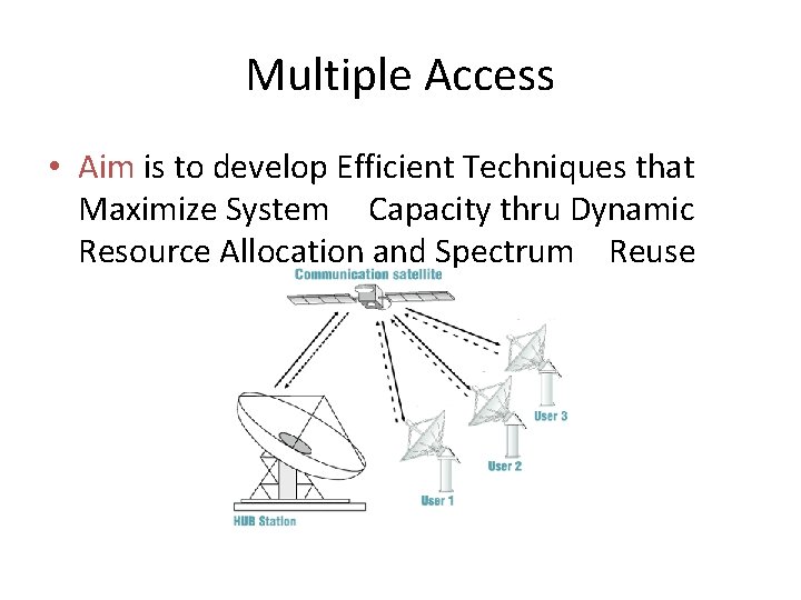 Multiple Access • Aim is to develop Efficient Techniques that Maximize System Capacity thru