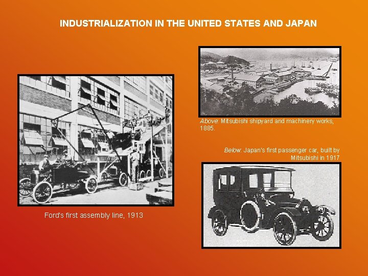 INDUSTRIALIZATION IN THE UNITED STATES AND JAPAN Above: Mitsubishi shipyard and machinery works, 1885.