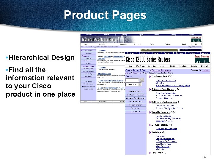 Product Pages • Hierarchical Design • Find all the information relevant to your Cisco