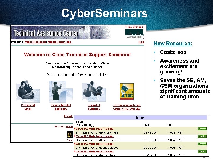 Cyber. Seminars New Resource: • Costs less • Awareness and excitement are growing! • Cyber. Seminars New Resource: • Costs less • Awareness and excitement are growing! •