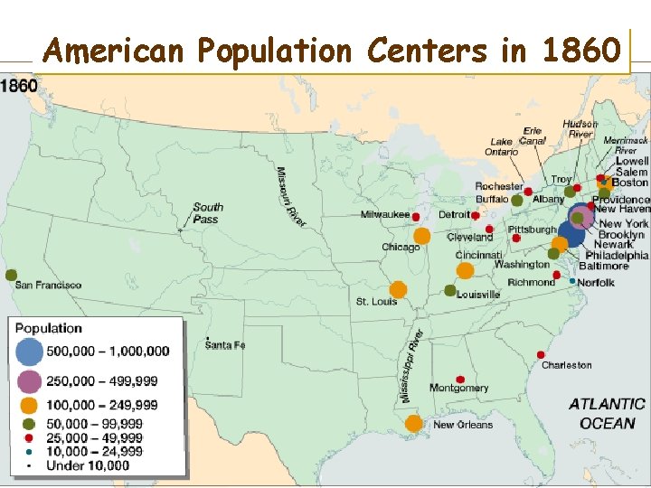 American Population Centers in in 1820 1860 