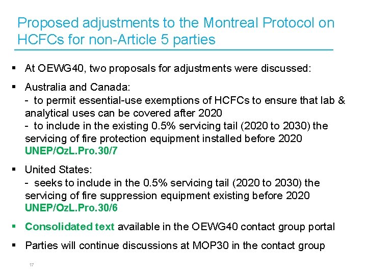 Proposed adjustments to the Montreal Protocol on HCFCs for non-Article 5 parties § At
