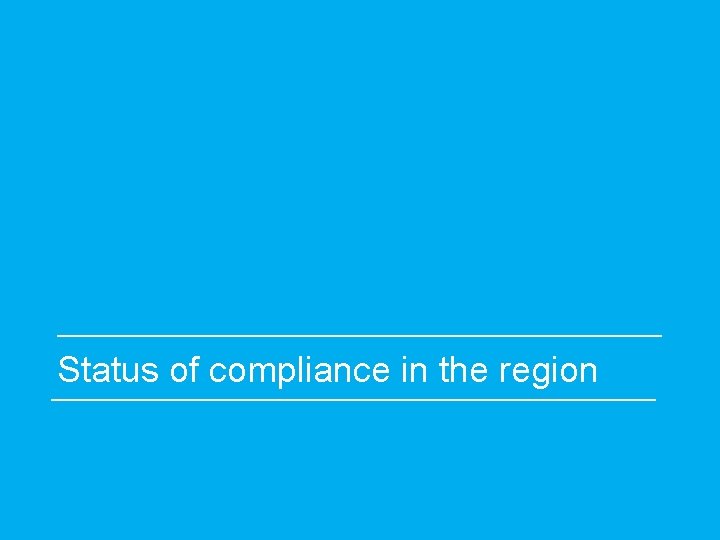 Status of compliance in the region 