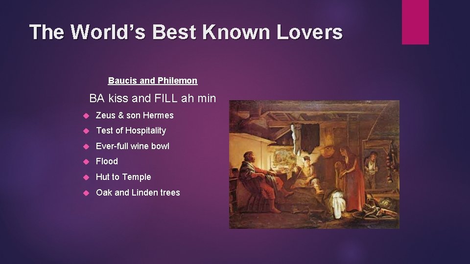 The World’s Best Known Lovers Baucis and Philemon BA kiss and FILL ah min