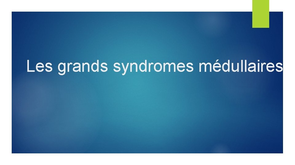 Les grands syndromes médullaires 