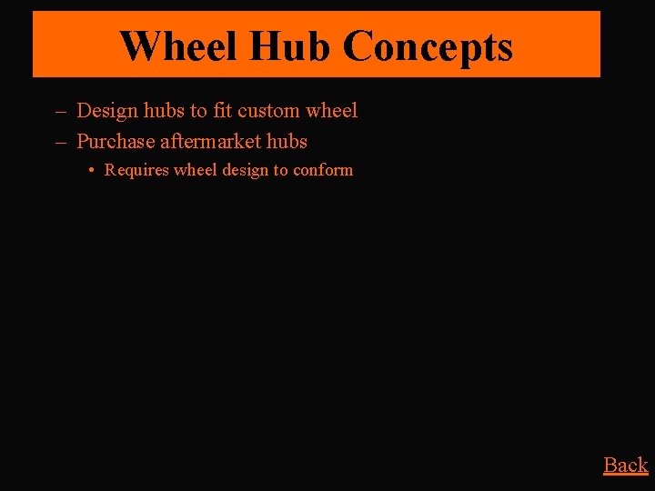 Wheel Hub Concepts – Design hubs to fit custom wheel – Purchase aftermarket hubs