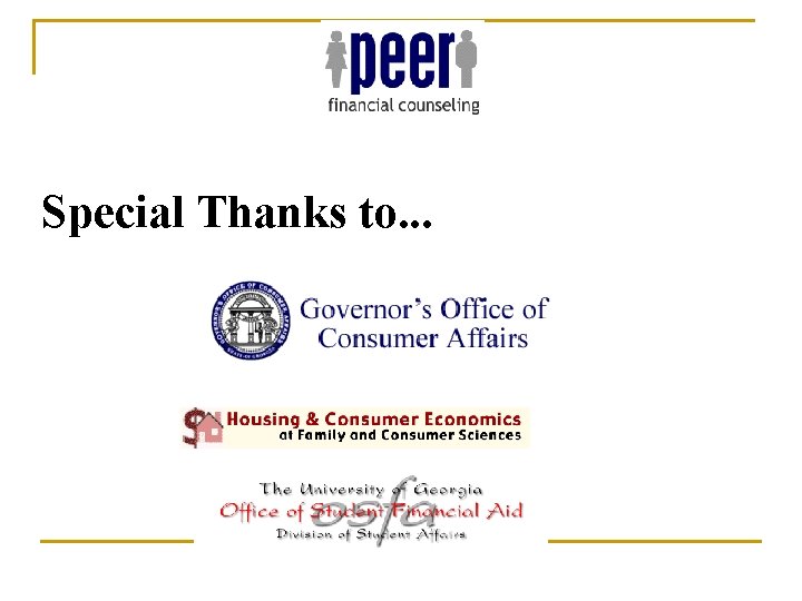 Special Thanks to. . . 