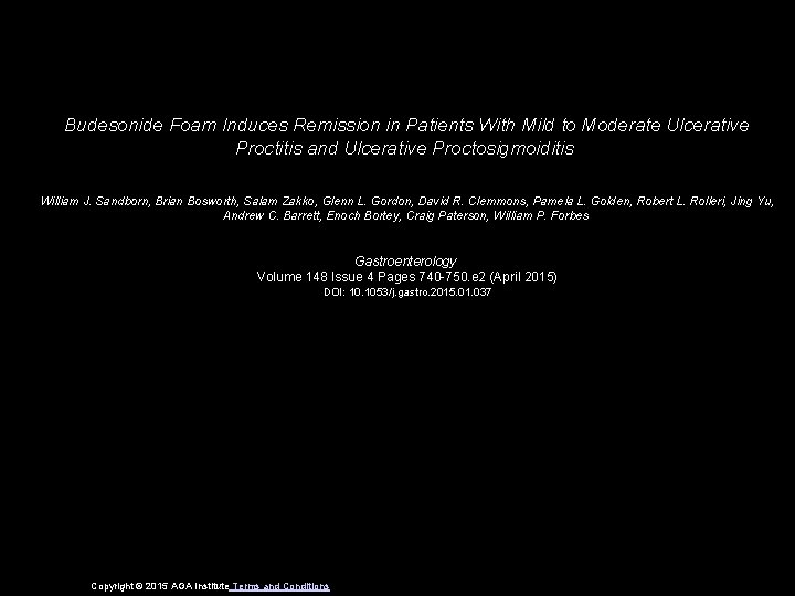 Budesonide Foam Induces Remission in Patients With Mild to Moderate Ulcerative Proctitis and Ulcerative