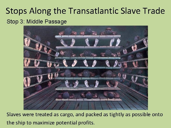 Stops Along the Transatlantic Slave Trade Stop 3: Middle Passage Slaves were treated as Stops Along the Transatlantic Slave Trade Stop 3: Middle Passage Slaves were treated as