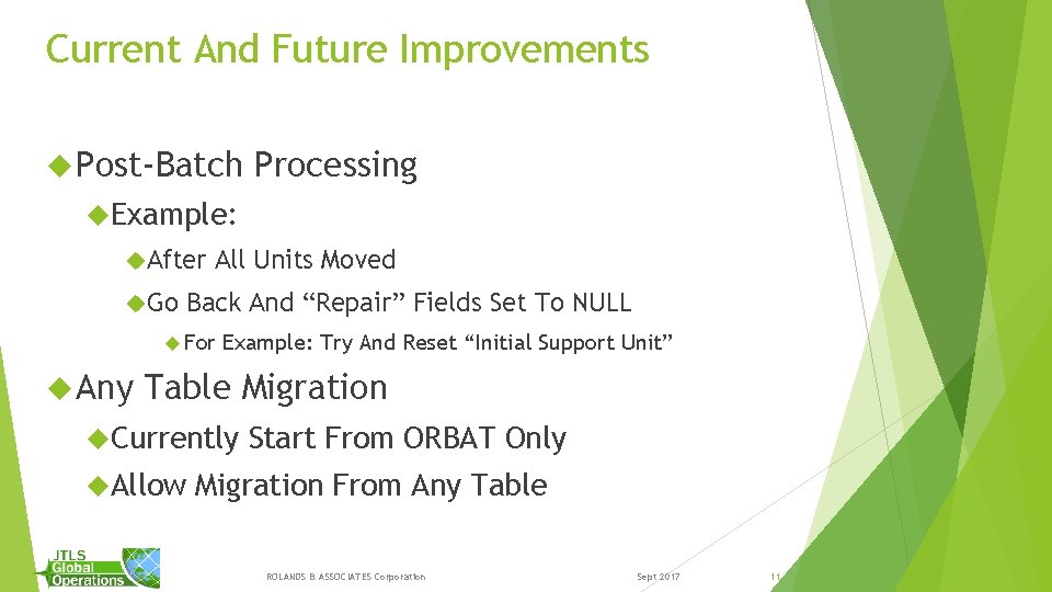 Current And Future Improvements Post-Batch Processing Example: After Go All Units Moved Back And